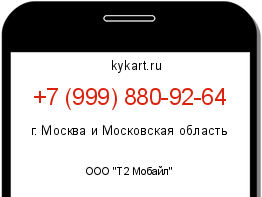Информация о номере телефона +7 (999) 880-92-64: регион, оператор
