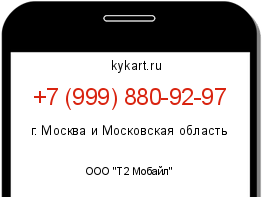 Информация о номере телефона +7 (999) 880-92-97: регион, оператор