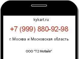 Информация о номере телефона +7 (999) 880-92-98: регион, оператор