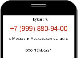 Информация о номере телефона +7 (999) 880-94-00: регион, оператор