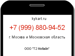 Информация о номере телефона +7 (999) 880-94-52: регион, оператор