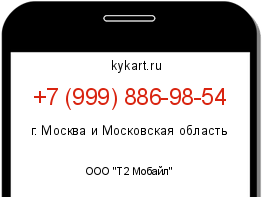Информация о номере телефона +7 (999) 886-98-54: регион, оператор
