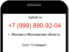 Информация о номере телефона +7 (999) 890-92-04: регион, оператор