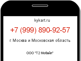 Информация о номере телефона +7 (999) 890-92-57: регион, оператор