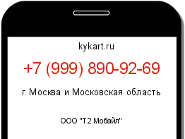 Информация о номере телефона +7 (999) 890-92-69: регион, оператор