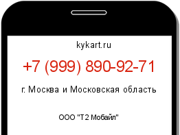 Информация о номере телефона +7 (999) 890-92-71: регион, оператор