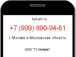 Информация о номере телефона +7 (999) 890-94-81: регион, оператор