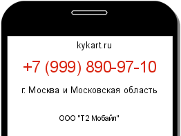 Информация о номере телефона +7 (999) 890-97-10: регион, оператор