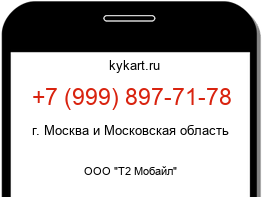 Информация о номере телефона +7 (999) 897-71-78: регион, оператор