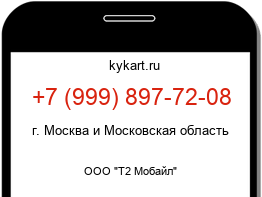 Информация о номере телефона +7 (999) 897-72-08: регион, оператор