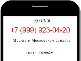 Информация о номере телефона +7 (999) 923-04-20: регион, оператор