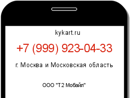 Информация о номере телефона +7 (999) 923-04-33: регион, оператор
