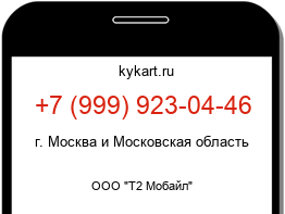Информация о номере телефона +7 (999) 923-04-46: регион, оператор