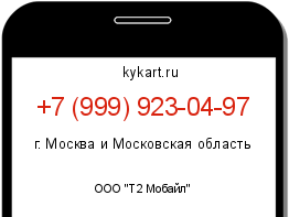 Информация о номере телефона +7 (999) 923-04-97: регион, оператор