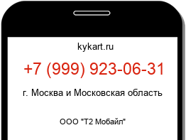 Информация о номере телефона +7 (999) 923-06-31: регион, оператор